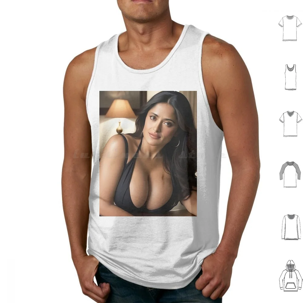Salma Hayek Aesthetic Tank Tops Print Cotton Salma Hayek Actress Movies Cinema Tv Shows Celebrity Hot Hollywood Film Sexy
