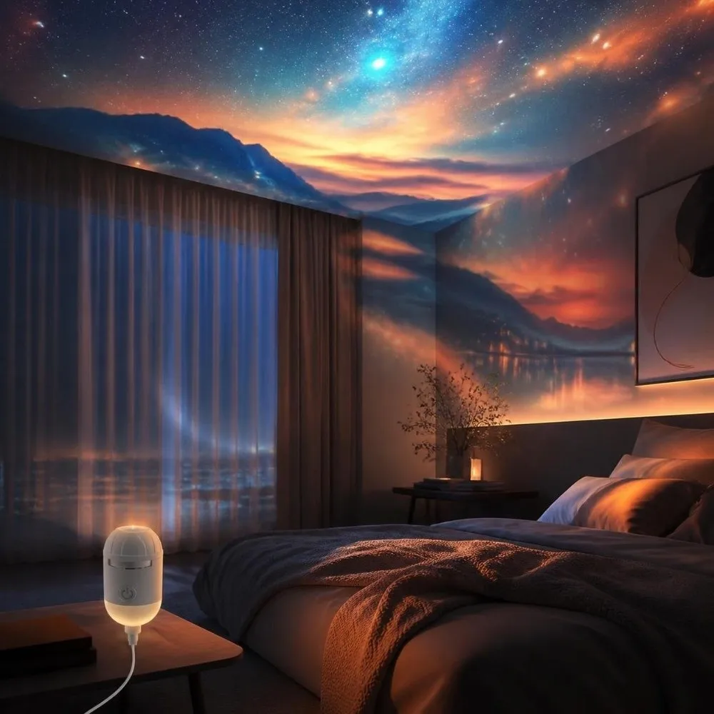 USB Powered Starry Sky Projection Lamp Plug And Play Compact Design USB Projection Lamp Dream Like Soft Projection Bedside Lamp