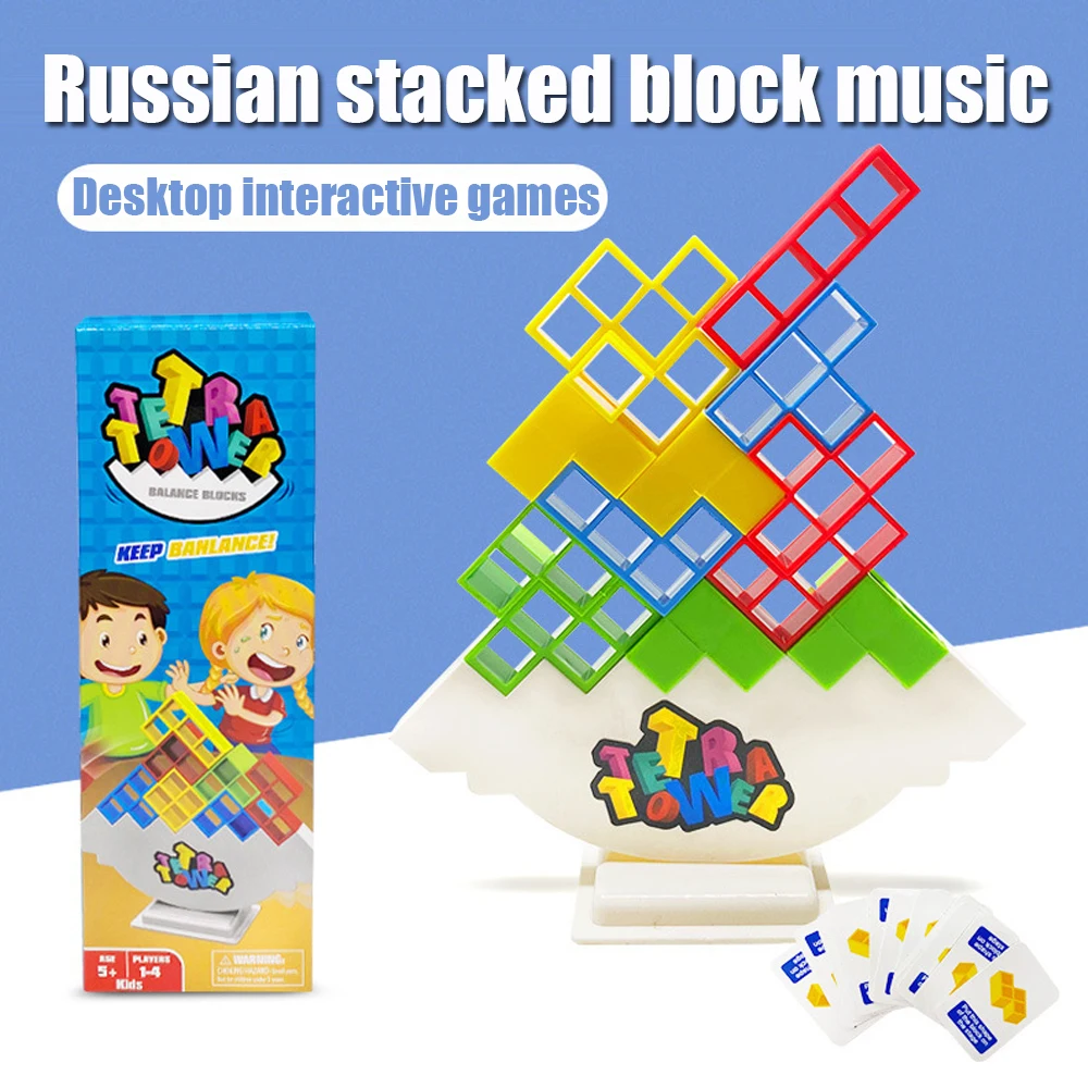 64PCS Tetra Tower Fun Balance Stacking Building Blocks Board Game for Kids Adults Friends Team Dorm Family Game Night and Partie