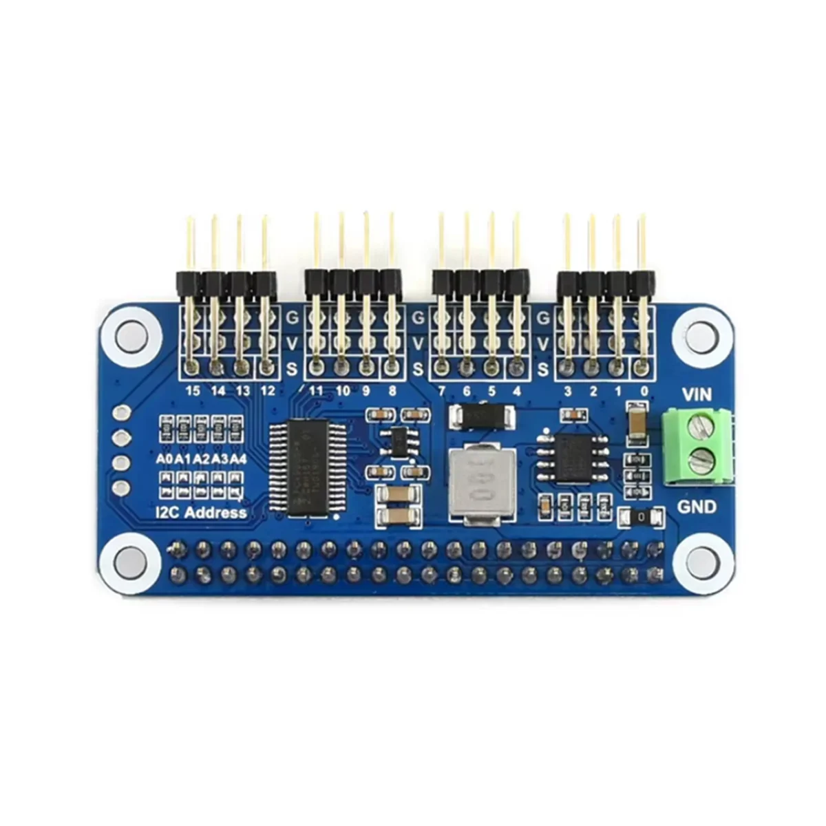 

16-Channel 12-Bit Servo Driver HAT (B) for , Nano I2C Interface, Integrated 5V Regulator