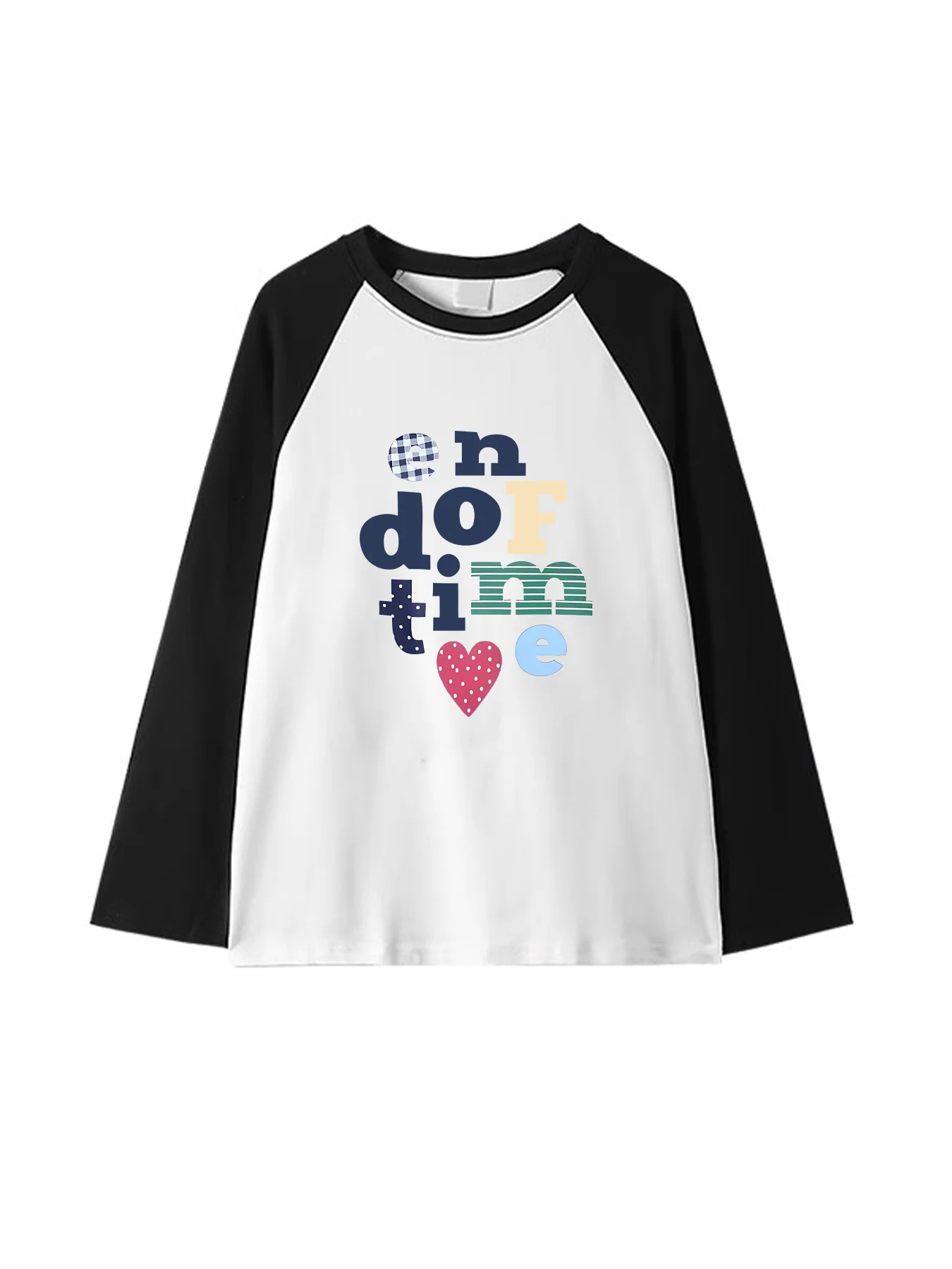 Women's Y2K Retro Text Letter Print T-Shirt Raglan Long Sleeve Korean-Inspired K-Drama Style Tops with H-Line Silhouette Clothes