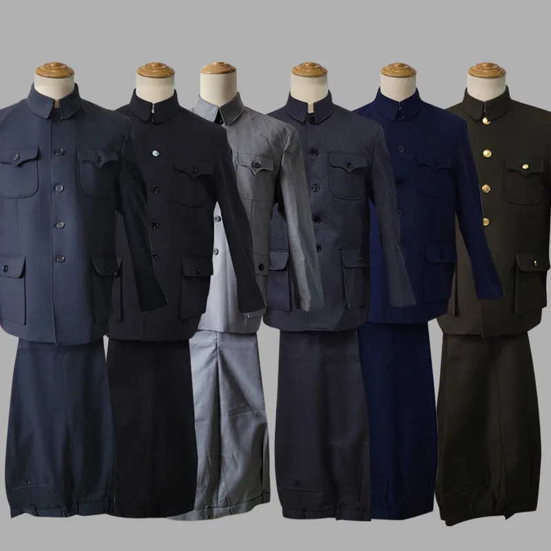 Zhongshan Suit Historical Figure Stage Costume National Army Cadres Clothing China 1950s - 1980s Cadres Village Leaders Clothing