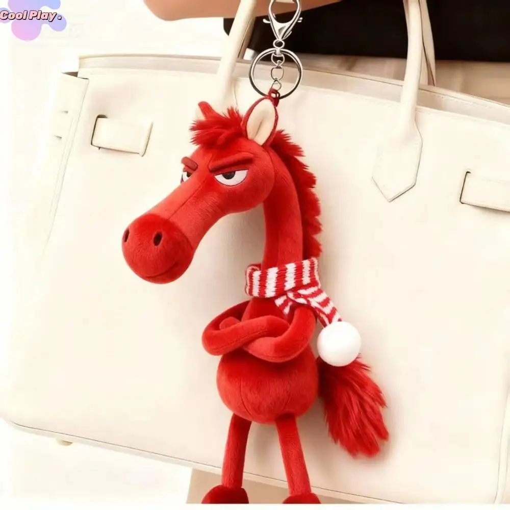 Creativo peluche cavallo scuro portachiavi carino mascotte bambole simulazione cavallo bambola stile cinese morbido zodiaco pony figurine regalo di compleanno