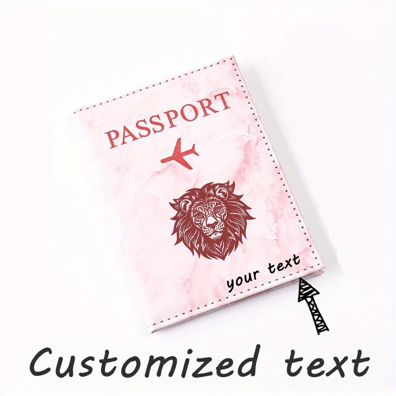 [Customization] 1pc of Customized Text Passport Holder, Men's Women's Youth Lion Pattern Passport Cover Ticket Holder