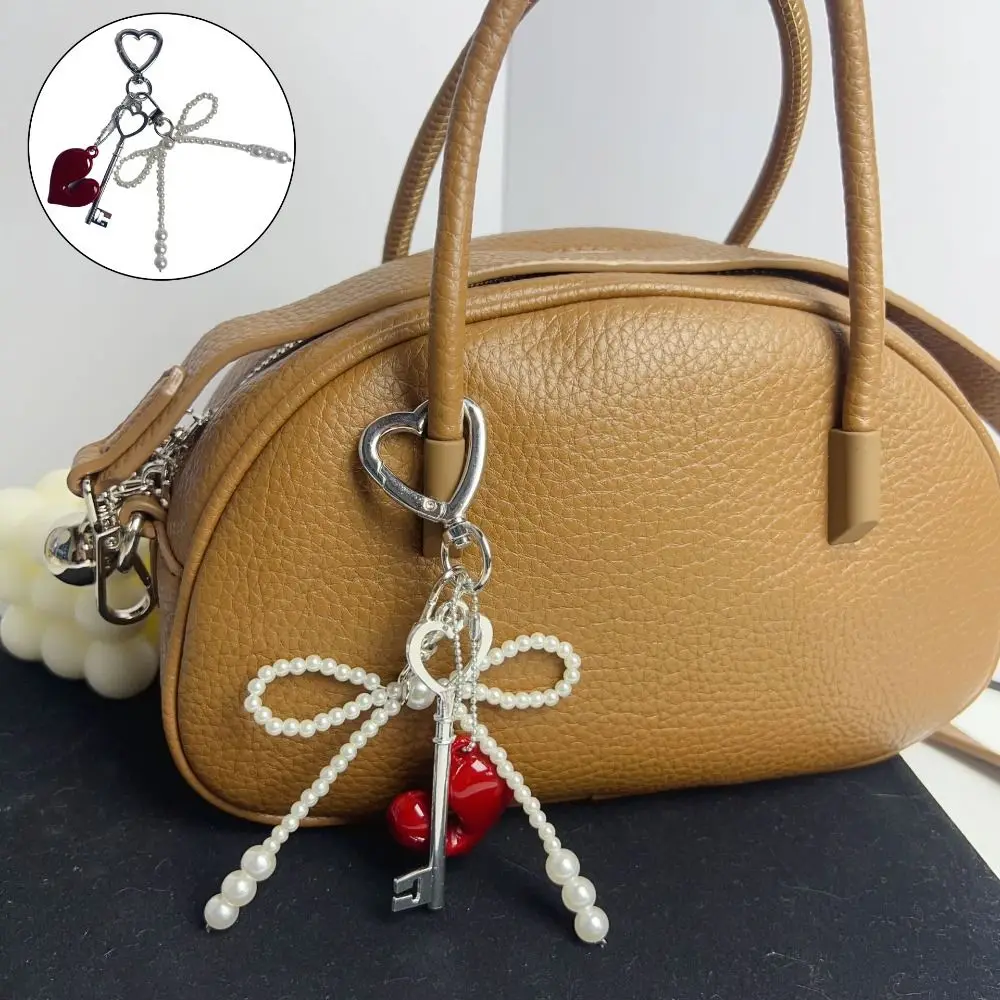 Fashion Heart Bow Bag Pendant Y2K Handmade Rope Bag Charm Korean Style Key Ring Accessories