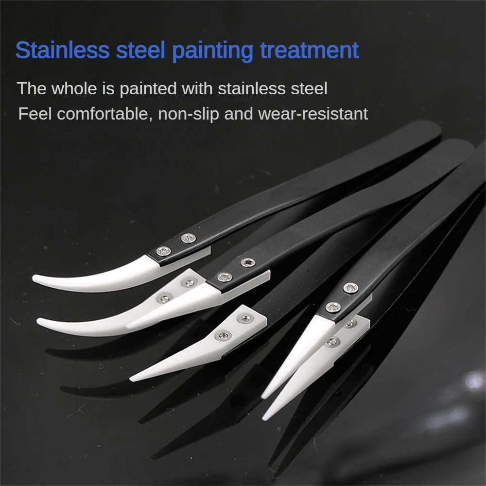 High Temperature Resistant Tweezers Exquisite Pointed Tip Cozy Corrosion Resistant Tweezers Part Splitting Tool Black Tweezers