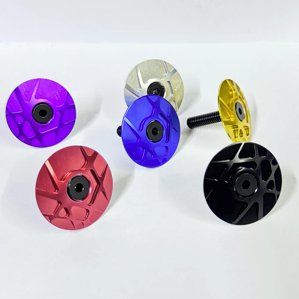 Fahrrad-Headset-Kappe, Aluminium 7075, Kopfkappe, Headset-Zubehör, extra leicht, CNC-gefräste Oberseite und Titanschraube, Vorbaukappe, Fahrradteil – Detail 5