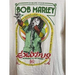 Women 2024 Summer NEW LISTING Bob Marley Europe Tour 1977 Exodus Cotton Comfortable T-Shirt Adult Large White Female Clothing