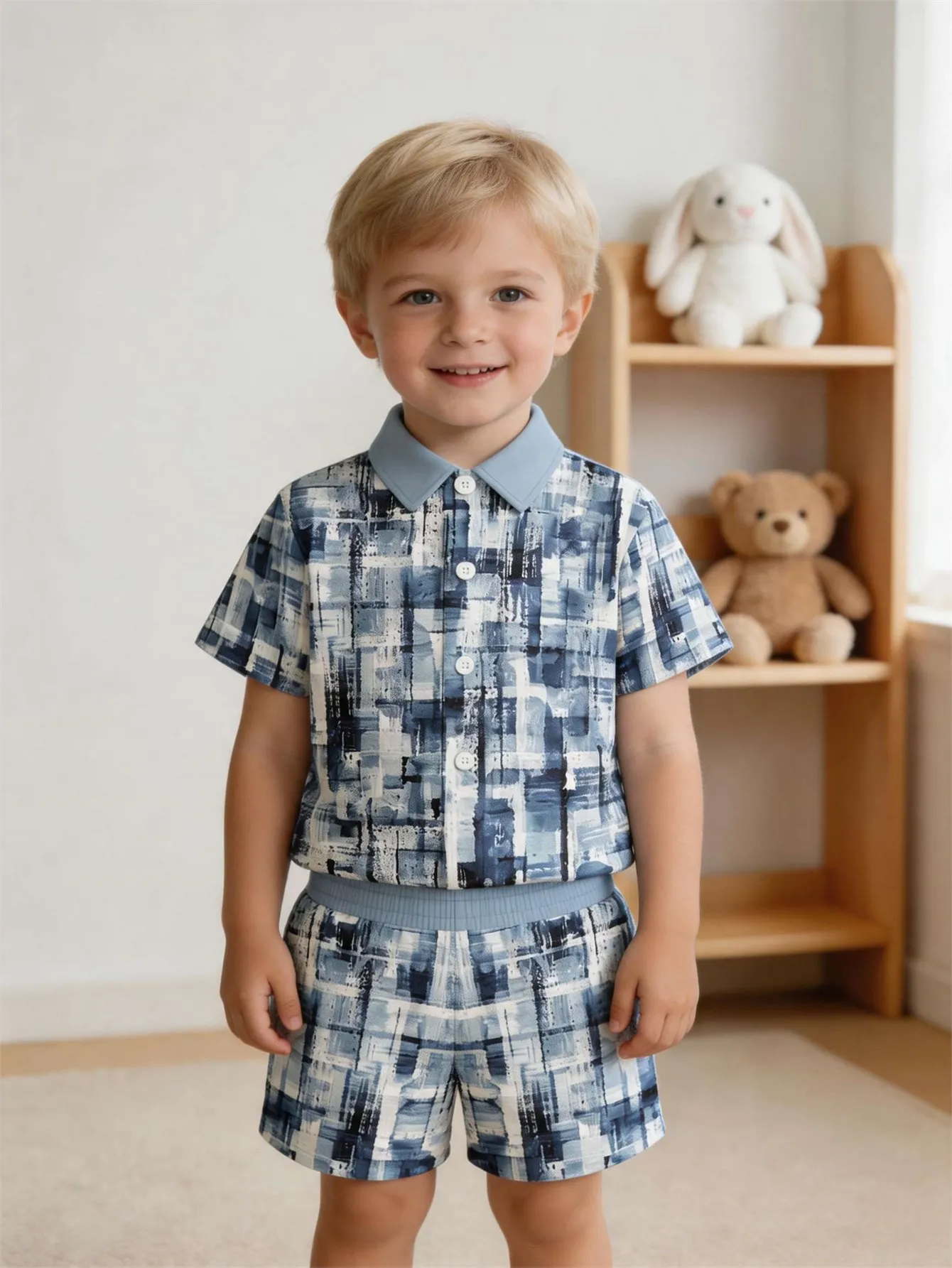 Baby boy shirt short sleeved shorts set summer style breathable, sweat absorbing, quick drying fabric comfortable and versatile