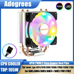 2 Warmte-pijpen CPU Luchtkoeler 4PIN PWM 90 MM PC Radiator Fan voor LGA 1366 1150 1155 11561200   1700 X79 X99 2011 AM2 AM3 AM4 AM5