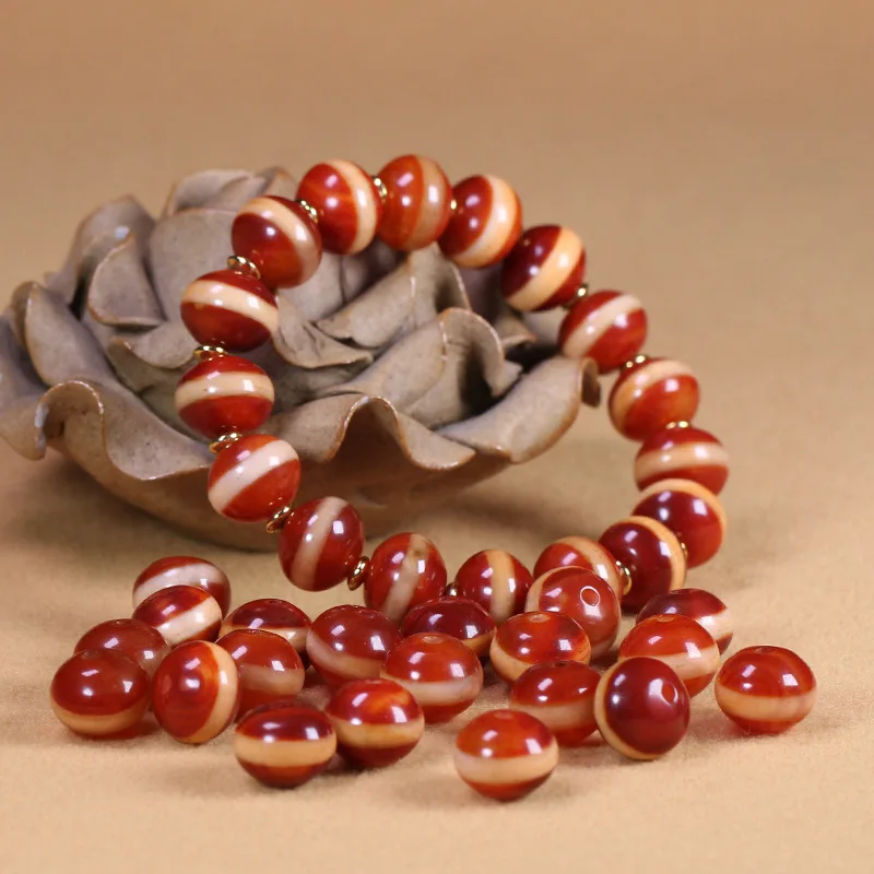 Tibetan Natural Old Mine Agate Red , Single Strand Medicine , Loose Beads for Bracelets and Necklaces, 10x12mm