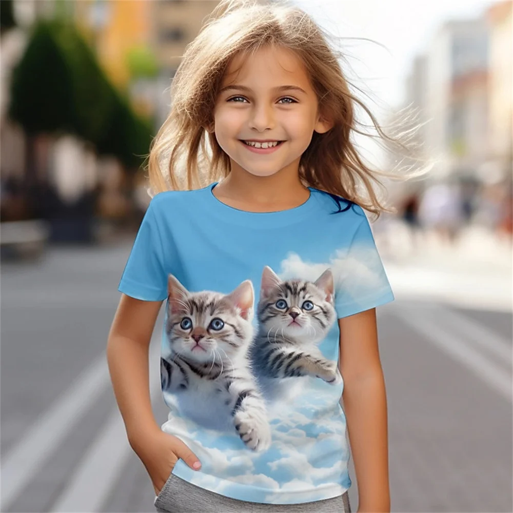 Baby Meisje T-Shirt Zomer Casual Comfortabele Ademende Korte Mouw 3d Bedrukt Leuk Meisjes T-Shirt Kinderkleding