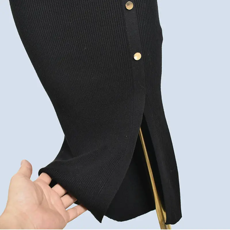 Primavera verão colete de malha dr feminino svel cintura alta fino ajuste interior usar camada base envoltório em torno da saia longa