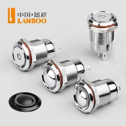 LANBOO 12mm Mini Push Button Switch/Flat Head/Ball Head Available.1NO/Momentary /Latching Available