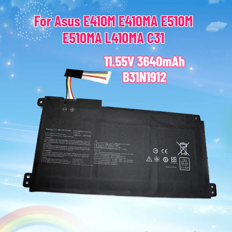 11.55V 3550mAh B31N1912 Laptop Battery for Asus E410M E410MA E510M E510MA L410MA C31 Notebook Battery