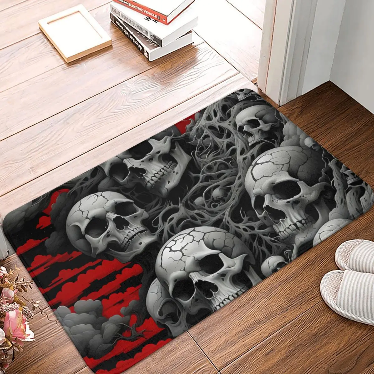 Ghost Specter Spirit Kitchen Non-Slip Carpet Red Sun And Skull Bedroom Mat Welcome Doormat Home Decor Rug