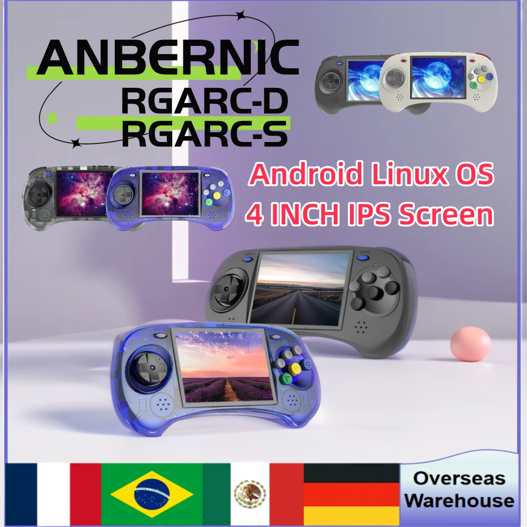 ANBERNIC RGARC-D RGARC-S Handheld Portable Video Game Consoles 4 INCH IPS Screen Android Linux OS Retro Game Console Mans Gifts