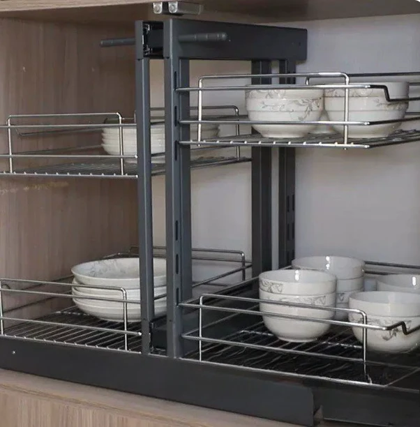 Storage Organizer Magic Corner Cabinet Pull Out Blind Corner Cabinet Shelf Fully open basket&left and right opening