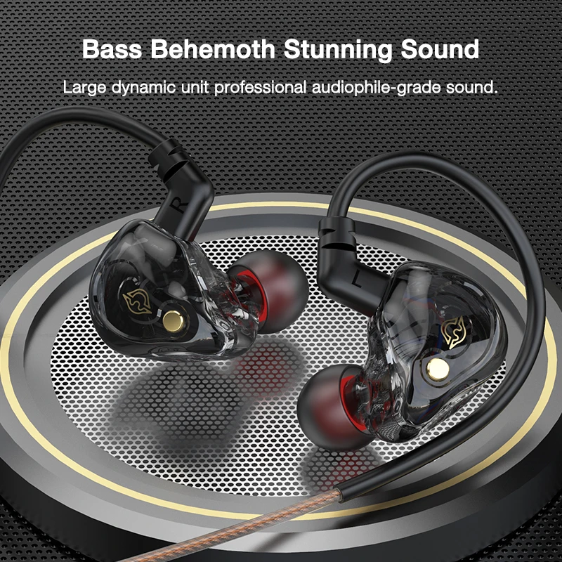 EARDECO 중저음 유선 헤드폰 3.5mm 스테레오 유선 이어폰 이어 버드 (와이어 포함) 이어 후크 스포츠 Hifi (마이크 스위치 포함)