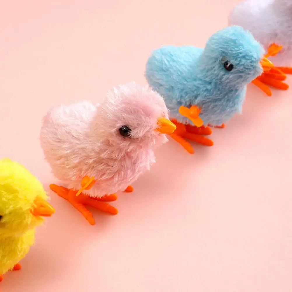 Chick Push Toy Bundle Realistic Clockwork Chick Wind-up Toys Vibrant Mini Easter Chicks Fluffy Plush Figures for Party
