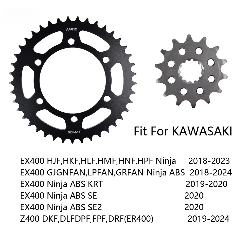 

Передние и задние звездочки мотоцикла 520 41T 14T для KAWASAKI EX400 Ninja 18-2023 EX400 Ninja ABS KRT SE SE2 2019-2020 Z400 ER400