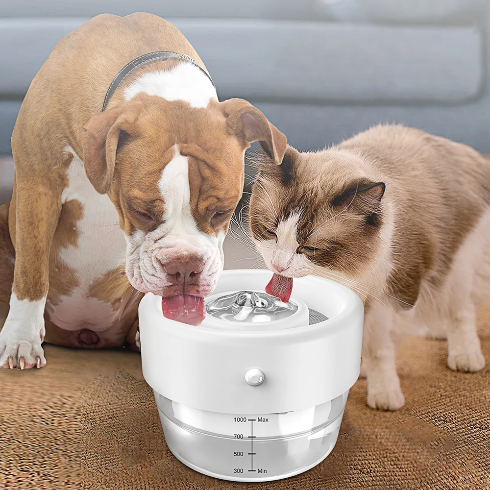 Cat Water Fountain Auto Filter USB Electric Mute Cat Drinker Bowl 1L Recirculate Filtring Drinker Auto-sensing function for Cats