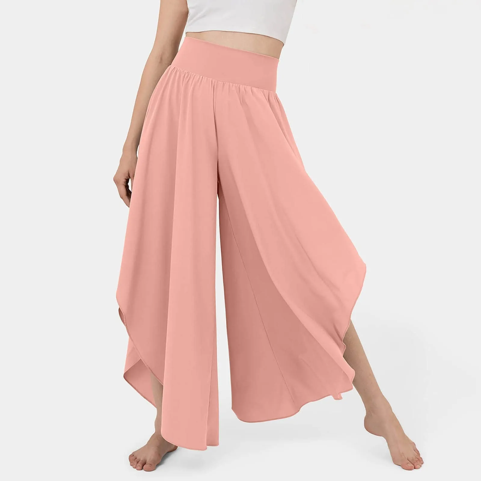 Women Wide Leg Pants High Waisted Yoga Pants Hippie Pants Boho Beach Women Business Casual Pants with Pockets Summer Pants