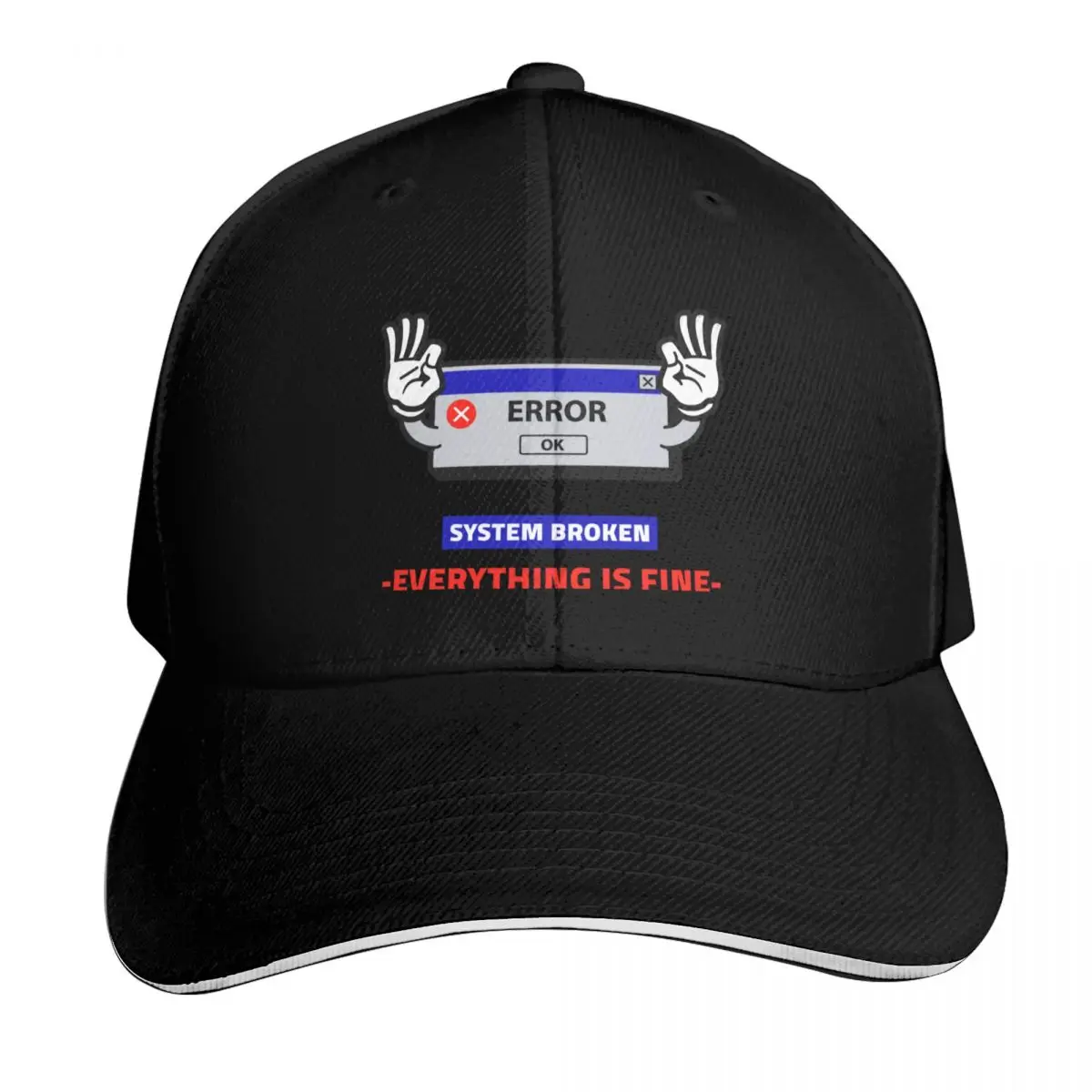 ERROR OK! SYSTEM BROKEN EVERYTHING IS FINE FULL Baseball Cap Men Women Casual Summer Sport Sun Cap