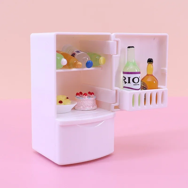 

Dollhouse Mini Simulation White Refrigerator Miniature Pocket Kitchen Food and Play Scene Model Props