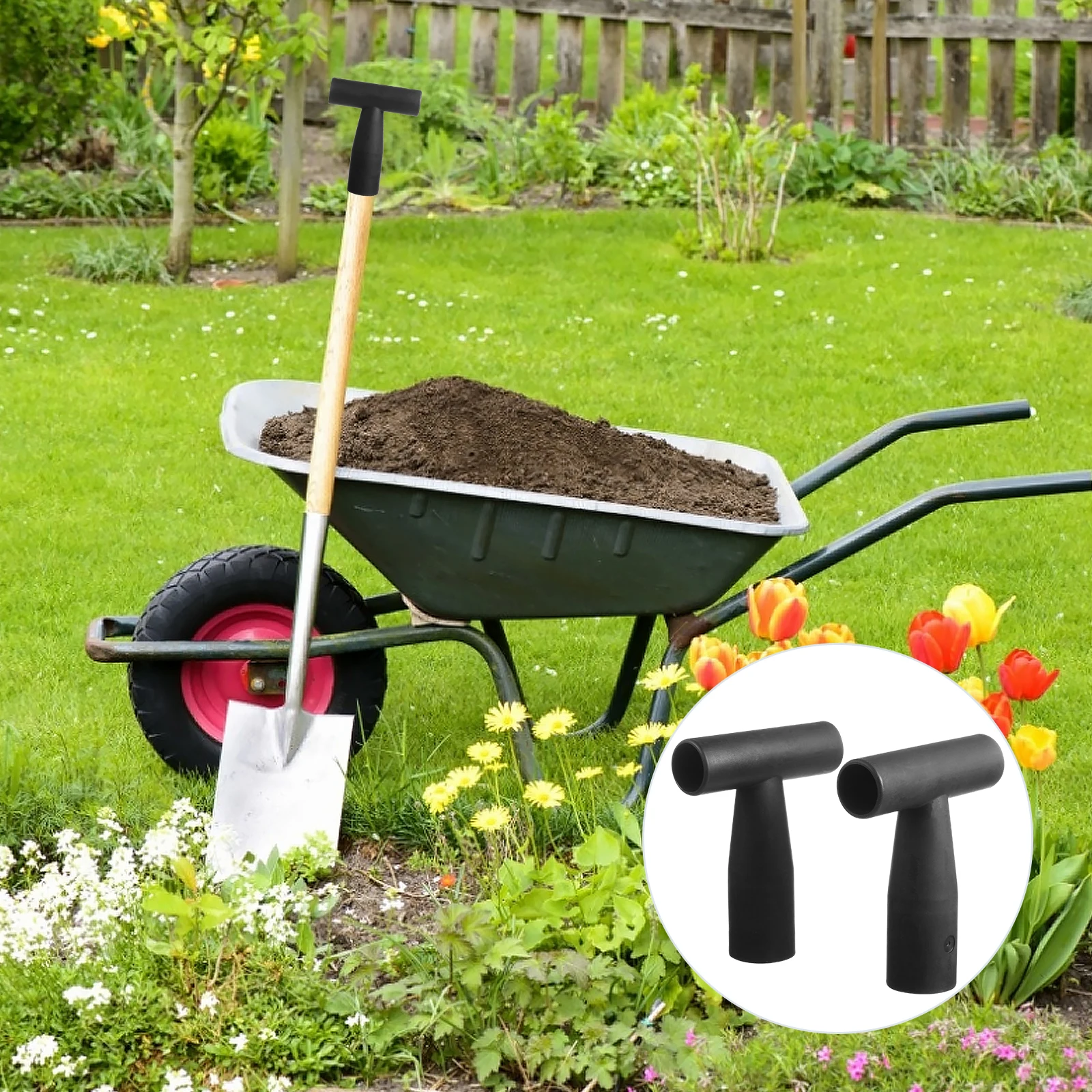 

2Pcs Shovel Handle Replacement Plastic Handle Ergonomic Non-Slip Replacement for Digging Raking Snow Spade Tools