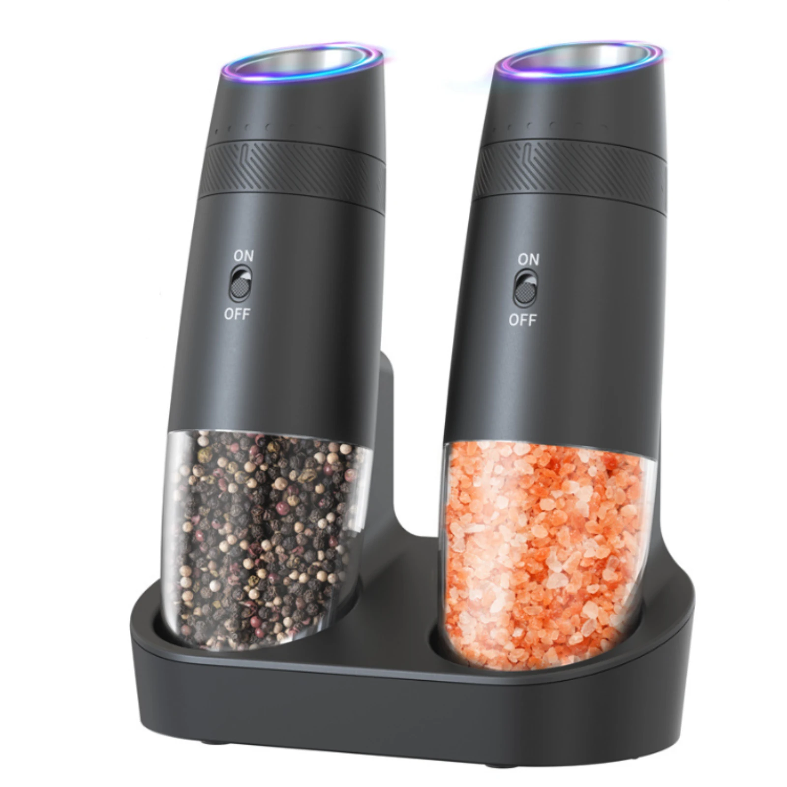 

SANLIKE 2pcs 135ml Gravity Salt & Pepper Grinder Charging Base Type-C Rechargeable Adjustable Thickness For Kitchen Outdoor Tool