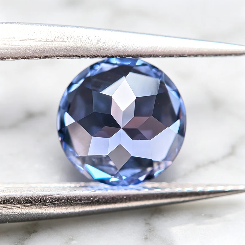 Hochwertiger Labor-Saphir in Runder Form, Kornblumenblau, Edelstein für DIY-Ringe, Halsketten und Ohrringe, mit Wählbarem Zertifikat – Detail 6