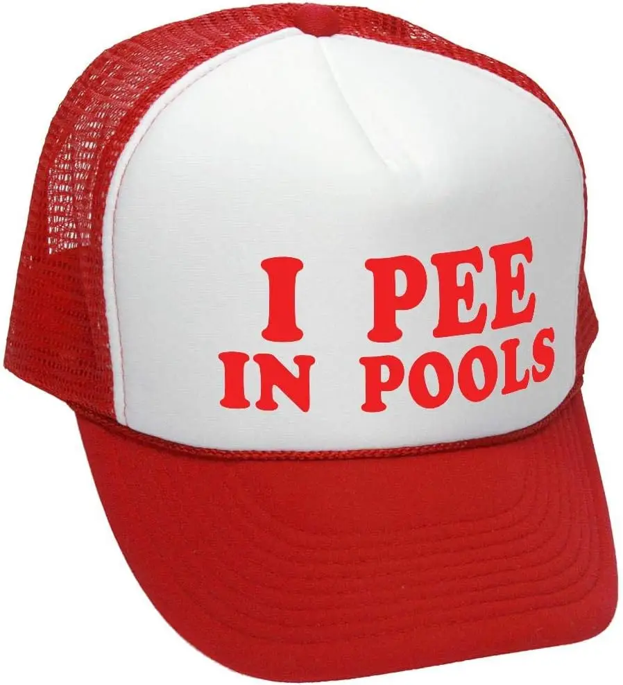 I Pee in Pools - Funny Dare Gag Gift Joke - Vintage Retro Style Trucker Cap Hat