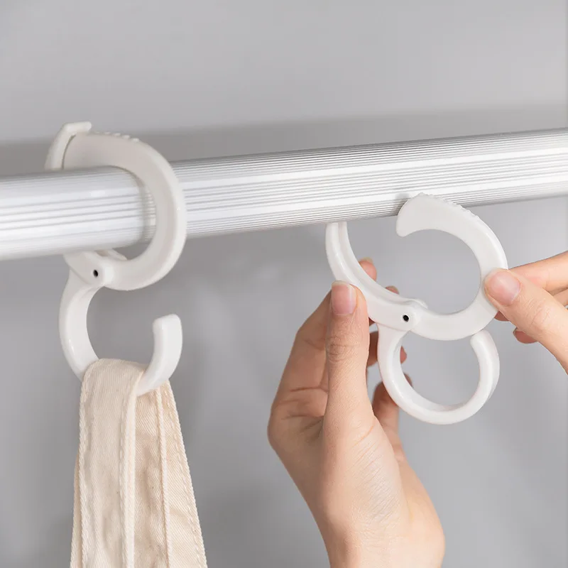 luluhut Plastic hooks with Snap ring Wardrobe rails S Hooks Children's coat rack Household Punch-Free Tie caps organizer