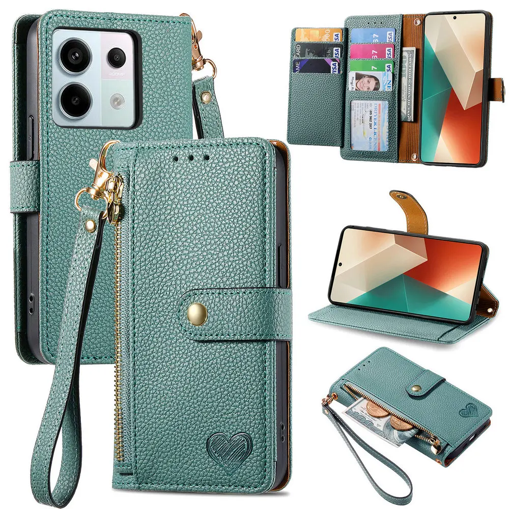 For Xiaomi Note 13 Pro 4G 5G Leather Book Case Anti-theft Zipper Wallet Funda Xiaomi Redmi Note13 Pro Plus Case Note13 Flip Capa