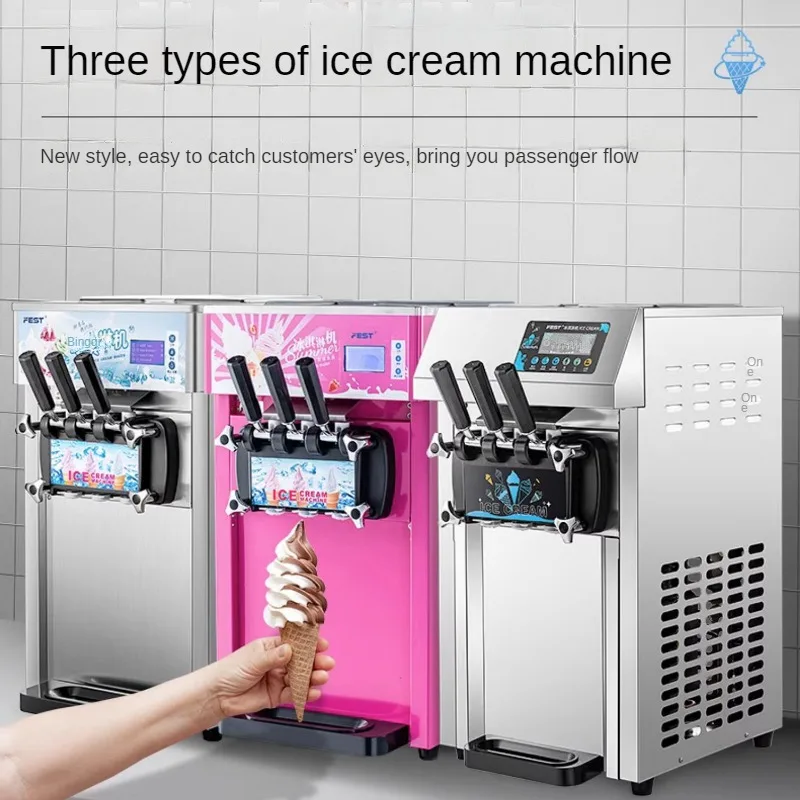 

Desktop Three-color Soft Ice Cream Machine Commercial Automatic Three-head Maquinas Para Hacer Helados מכונת גלידה 아이스크림 기계