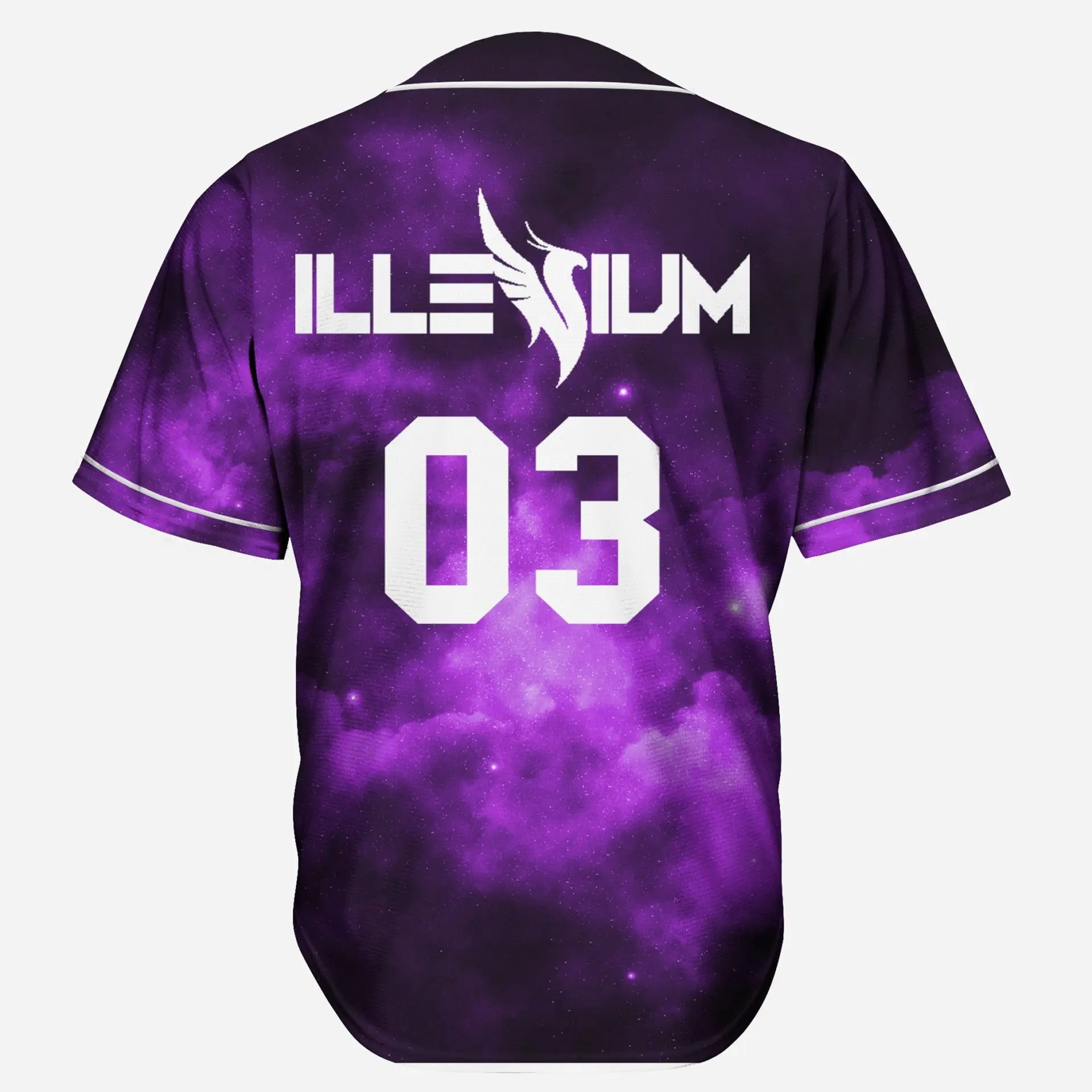 ILLENIUM PURPLE GALAXY Jersey Harajuku Thin button Baseball Uniform Men/Women Baseball Jersey For EDM Festivals