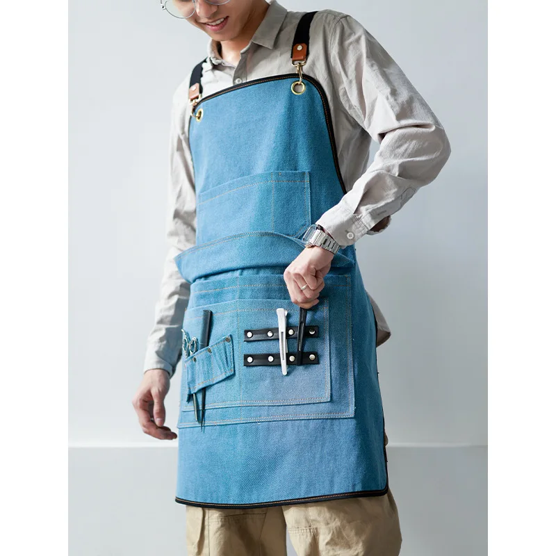 Cowboy apron printing logo floral artist dyeing artist baking coffee shop painting catering men and women's work clothes apron