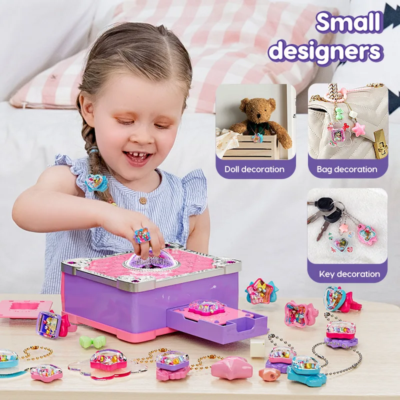 Variety Magic Book Sticker Machine DIY Jewel Rings Set Creative 3D Sticker Magic Jewelry Making Kit for Girls Birthday Gifts