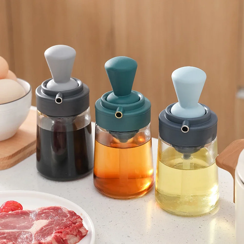 

2 In 1 Portable Silicone Oil Bottle with Brush Grill Oil Brushes Liquid Oil Pastry Kitchen Baking BBQ Tool Kitchen Tools for BBQ