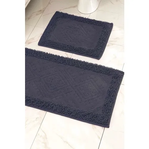 Anchor Home Cotton Toilet Seat Pad Bath Mat Set Rugs Anthracite 2'li