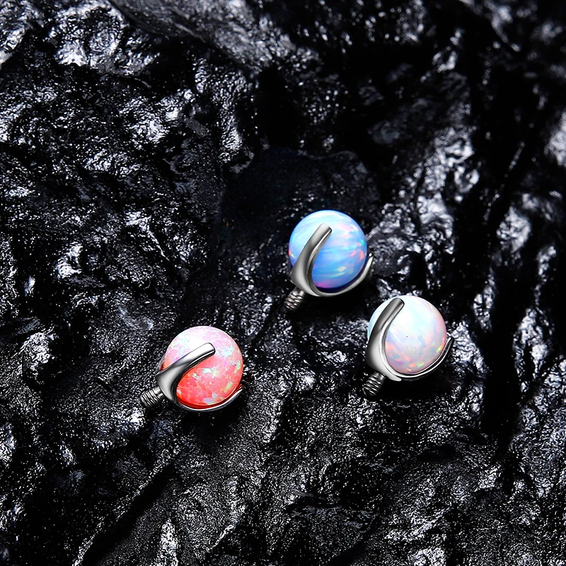 G23 Titanium Piercing Navel Stud Replacement Spare Ball Opal Belly Button Nipple Ring DIY Attachments Sexy Body Jewelry 16G 1 PC