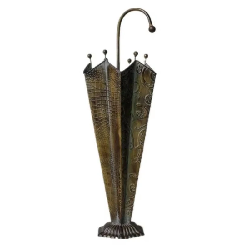 American Retro Floor Metal Umbrella Stand Household Umbrella Storage Bucket Storage Rack Creative Iron Anti-rust Umbrella Stand