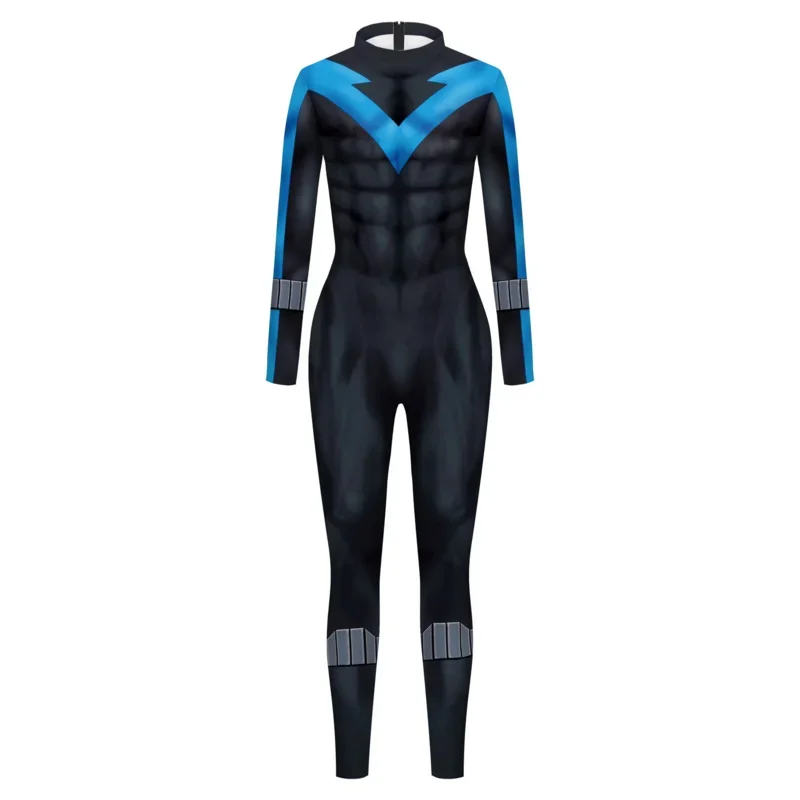 Superhero Nightwing Men Cosplay Zentai Bodysuit Dick Grayson Jumpsuit Costume Halloween Party Cosplay Catsuit Spandex