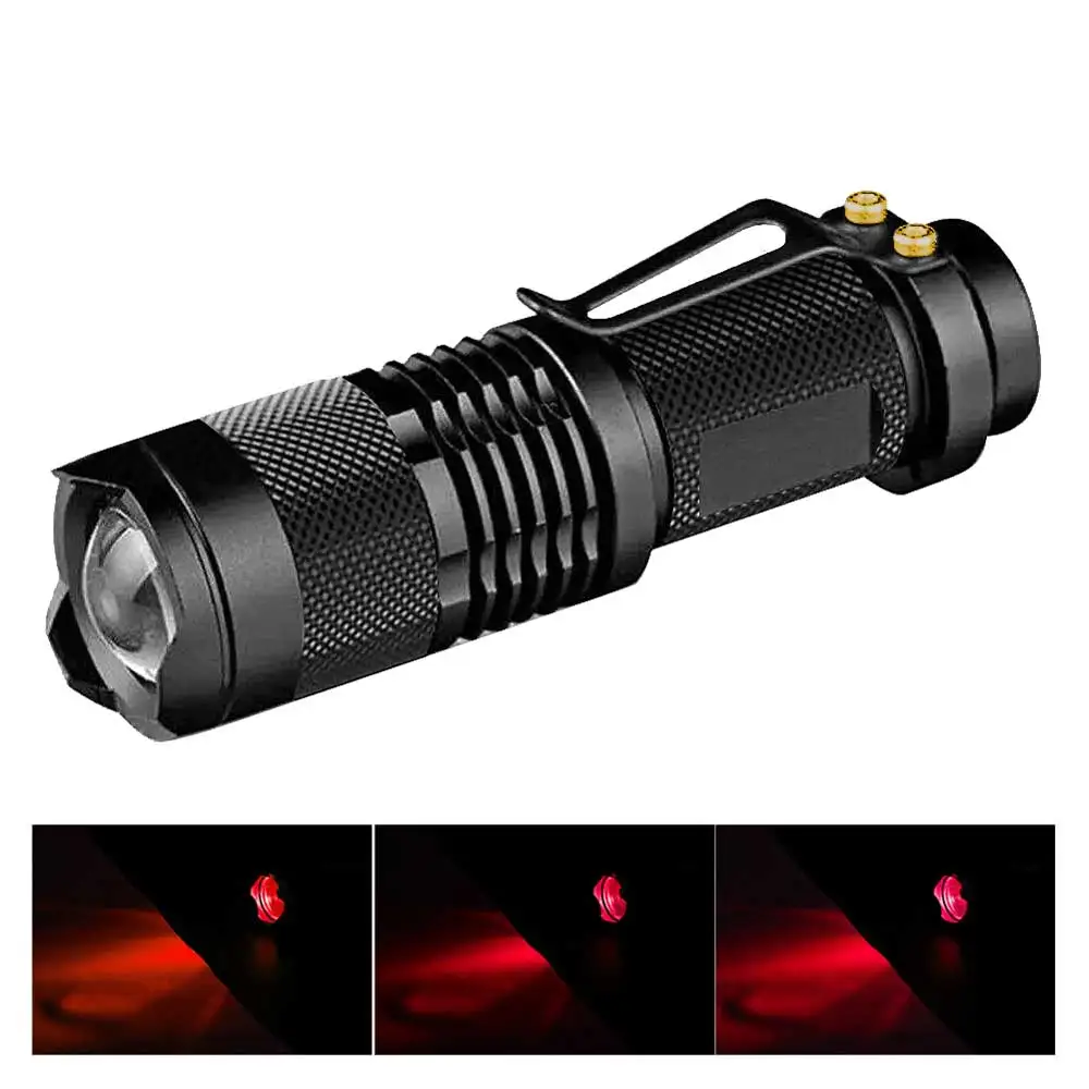 3 Mode Mini Portable Working Flash lamp Red LED Flashlight Zoomable torch flashlight Lighting lantern Use AA 14500 Battery Light