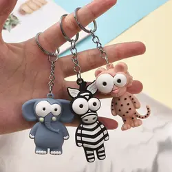 Cute Cartoon Animal Charm Keychain, Big Eyes Animal Plush Toy Keychain Monkey, Giraffe, Elephant Pendant