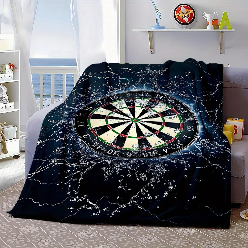 Premium Navy Blue Target Bullseye Throw Blanket Cozy Game Decor Fleece Throw for Couch Seasonal Sports Art