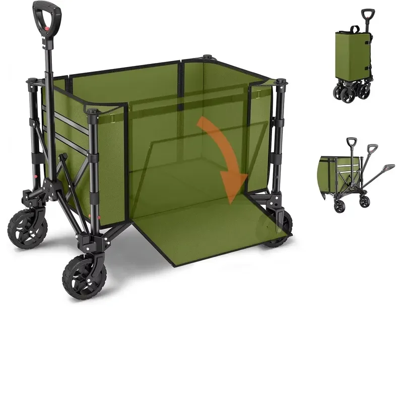 STLF Foldable Camping Wagon with Extendable Tailgate , Compact Storage, Ideal for Camping Trips & Outdoor Gear Transport