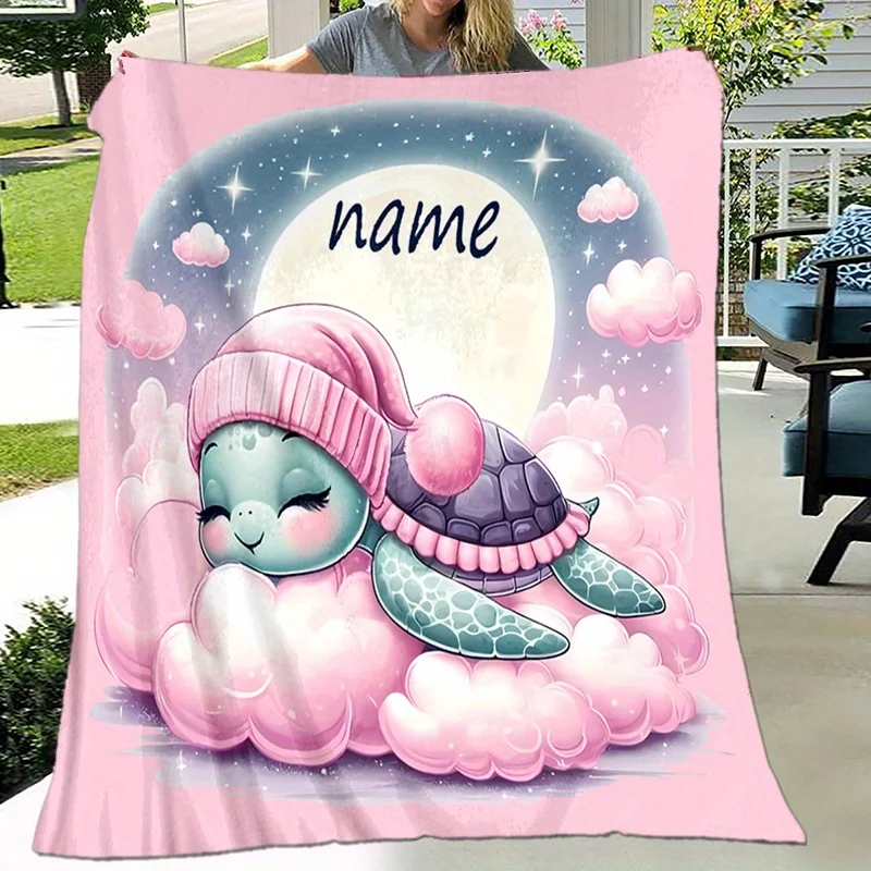 Couverture en flanelle personnalisée à motif de tortue rose ? douce, toutes saisons, adaptée aux canapés, lits, camping et voyages, lavable en machine Couverture en flanelle personnalisée à motif de tortue rose ? douce, toutes saisons, adaptée aux canapés, lits, camping et voyages, lavable en machine