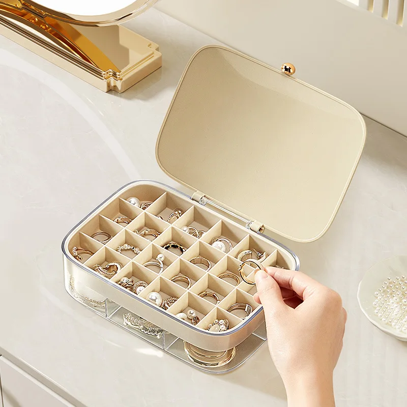 

Compartment with Lid Jewelry Box High-grade Delicate Earrings Storage Box Necklace Ring Jewelry Earrings Box Storage Box